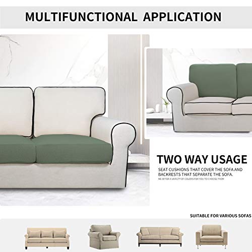 Image of Easy-Going Stretch Cushion Cover Sofa Cushion Furniture Protector Sofa Seat Sofa slipcover Sofa Cover Soft Flexibility with Elastic Bottom(Chiar Cushion,Greyish Green) | Sofa Cushion Furniture Protector Sofa Seat sofa slipcover Washable sofa cover soft with Elastic Bottom Greyish Green
