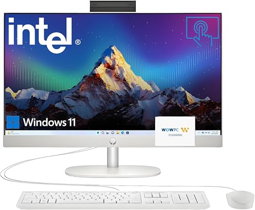 HP 24 23.8' FHD Touchscreen All-in-One Desktop Computer for Office, Latest 13th Gen Intel Octa-Core CPU (Beats i5-6360U), 16GB RAM, 512GB PCIe SSD, HDMI, Wi-Fi, Bluetooth, Business AIO, Windows 11