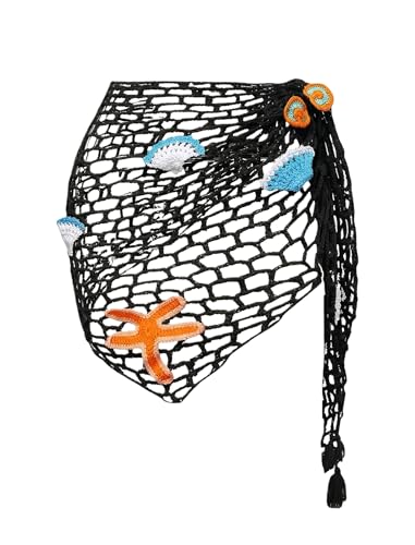 Image of ZAFUL Sarong Coverups for Women Beach Vacation Fishnet See Thru Tie Side Bathing Suit Cover Up Mini Skirt