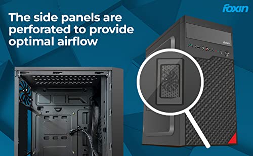 Image of Foxin ACE Desktop Computer Case /PC Cabinet - with Steel Metal Body | Front Panel 2 x USB 1.0 Port | ATX Motherboard Compatible | Color Metallic Black