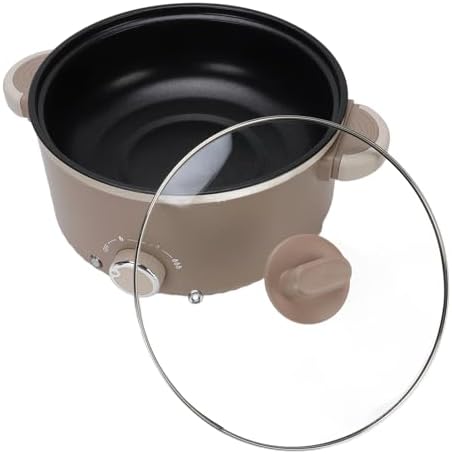 Multifunctional Electric Cooker, Food Grade Nonstick Coating Material 3L Electric Hot Pot with Steam Basket for Stir Fry Steak Noodles Soup(800W) (US Plug)