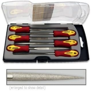 Premium-Grade 6pc Diamond Needle File Set Soft Grip Stone Tile Glass by Protian