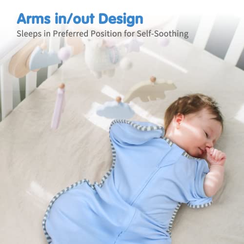 Roksuma RK-S002 Transition Swaddle, Infant Sleep Sack 0-3 Months Arms Up Swaddle 2-Way Zipper 100% Cotton Arms In/Out thumb #1
