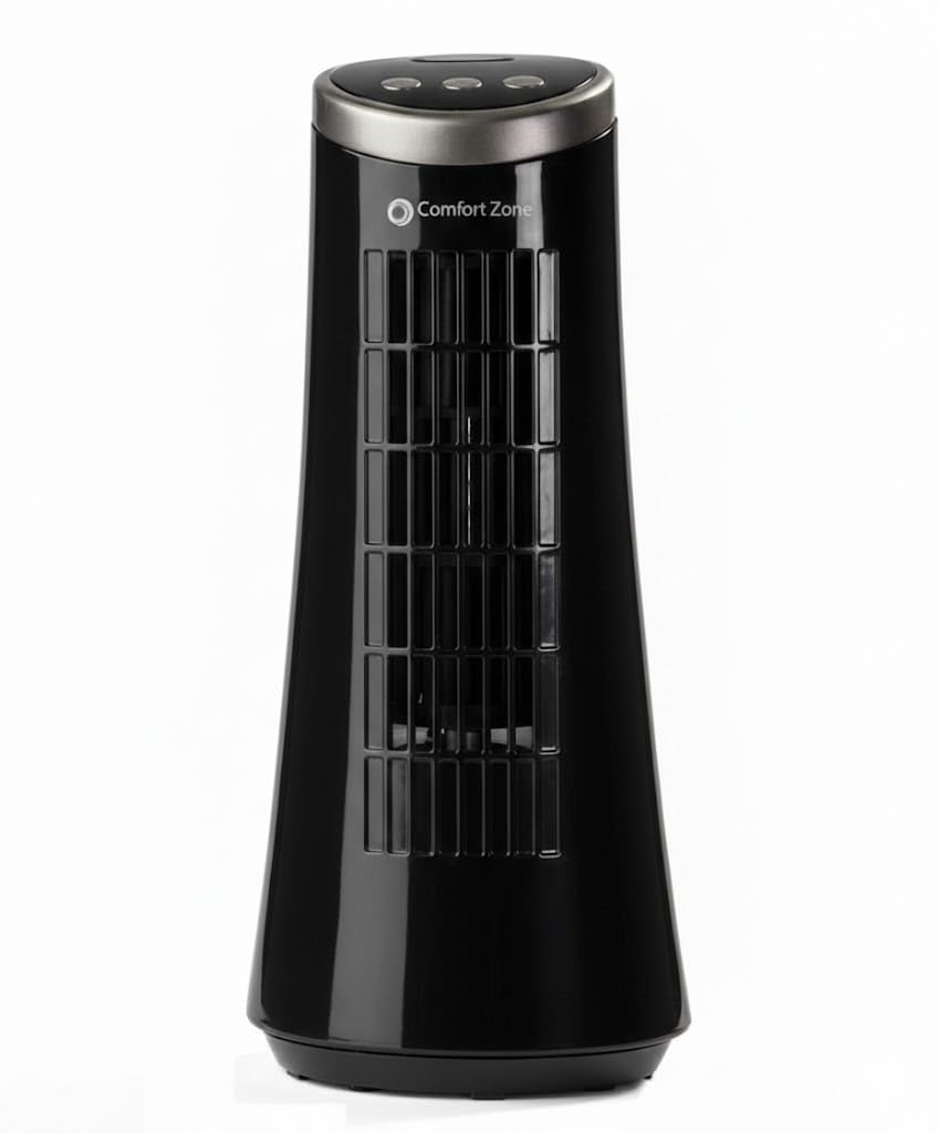 COMFORT ZONE 12" Bladeless Oscillating Desktop Tower Fan
