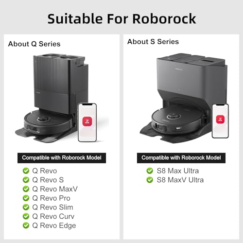 Image of 8 Pack Dust Bags Compatible with Roborock Q Revo, Qrevo Pro, Qrevo S, Qrevo MaxV, Qrevo Plus, Qrevo Master, S8 Max Ultra, S8 MaxV Ultra Vacuum Cleaner, 3.0L Large Capacity Disposable Bags