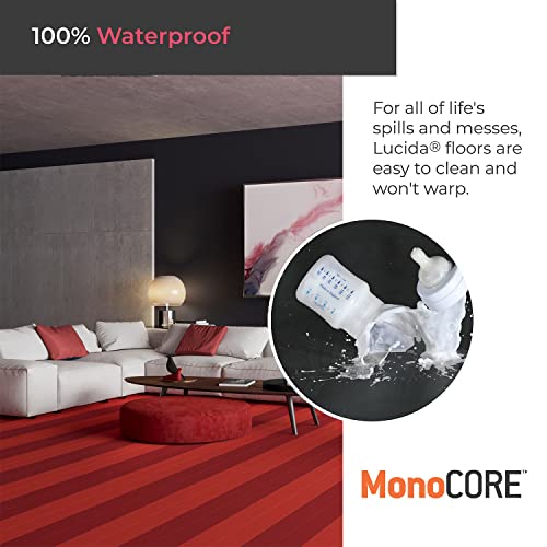 Lucida Surfaces Luxury Vinyl Flooring Tiles | Interlocking Flooring For Diy Installation | Sample Solid Color-Look Plank | Sangria | Monocore | 5.2" X 12" #TOP4