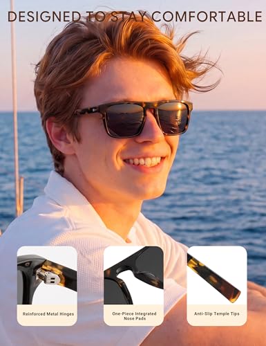 Image of BIRCEN Mens Acetate Polarized Sunglasses: Retro Square Sun Glasses UV400 Protection Anti-Glare Shades for Driving Travel