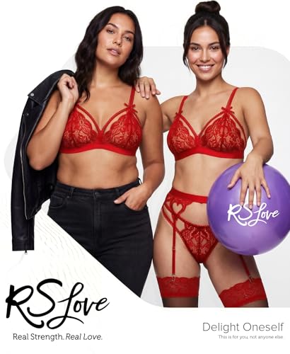 Image of RSLOVE Women Lingerie Set with Garter Belt | Heart Cutout Lace Design, Adjustable Fit, Soft Stretch Fabric, 3 Piece Romantic Lingerie Set