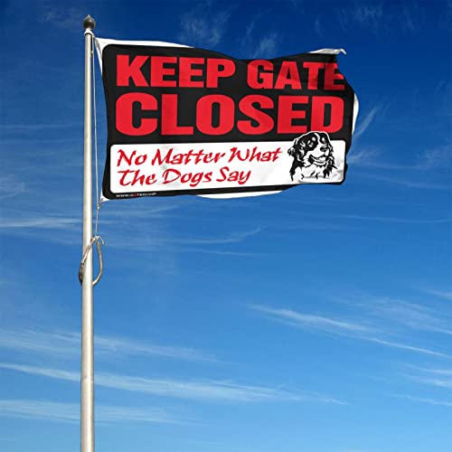 Drapeau de jardin humour chien Keep Gate Closed grand format 152x244 cm - 5