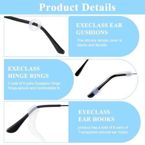 Image of MAYCREATE 50PCS Eyeglasses Retainers Sets, Silicone Anti-Slip Eyeglass Holder, Comfort Ear Grip Hooks Protectors for Spectacle Sunglasses Reading Glasses Eyewear