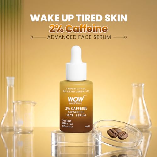 Image of WOW Skin Science 2% Caffeine Advanced Face Serum | Caffeine + Green Tea + Aloe Vera | De‑Puffing, Dark Circle & Tired Skin Relief | Energising Under‑Eye & Face Serum | Lightweight & Fast Absorbing | 30 ml