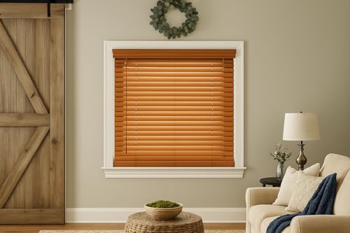 Ultra Premium White 2" Inch Cordless Faux Wood Blind 32"
