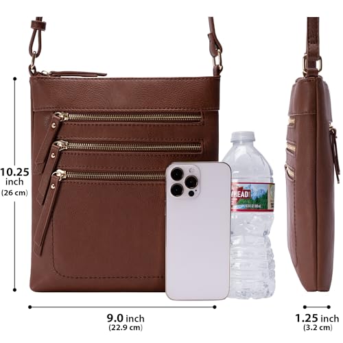 Image of Solene Crossbody Bag Functional Multi Pocket Messenger Purse Top Zip Closure Shoulder Handbag With Adjustable Strap