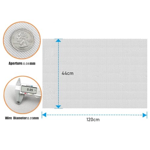 Image of 304 Stainless Steel Woven Wire Fine Screen Mesh Steel Woven Mesh for Filter Mesh, Filtration Cloth (1, 200 Mesh, 44X120CM)
