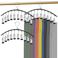 Leggings Hanger Organizer, 3 Pack Trouser Hangers with 10 Clips Metal, Underwear Coat Hangers, for Wardrobe Storage, Pants & Skirt Storage