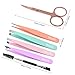 TsMADDTs 6 pcs Tweezers Set for Women, Eyebrow Tweezers with Curved Scissor for Ingrown Hair, Hair Plucking Daily Beauty Tools with Leather Travel Case