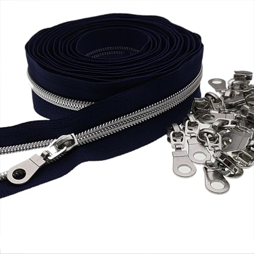 YIGUANXIN #5 Silver Metallic Nylon Coil Zippers by The Yard with Pulls
