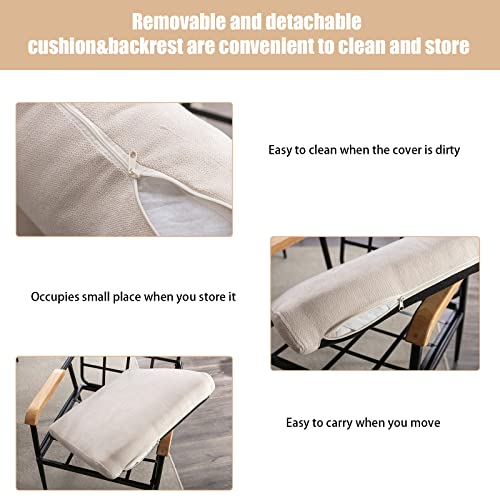 Inzoy Mid Century Modern Accent Chair With Removable Backrest And Cushion, Uplostered Living Room Armchair With Metal Grid Frame, Lounge Arm Chair With Slight Adjustable Feet, Easy To Clean, Beige #TOP3