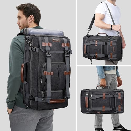 Image of WITZMAN Canvas Backpack for Man Vintage Travel Backpack Large Laptop Backpack Convertible Shoulder Rucksack