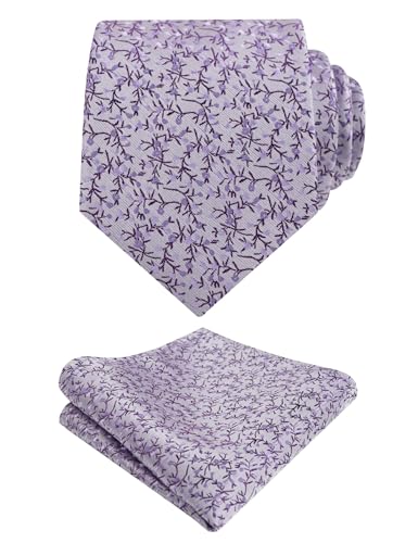 Image of Alizeal Mens 3.15'' Light Color Rustic Tie Handkerchief | with Flower Printed Handkerchief for Wedding Business Daily Wear