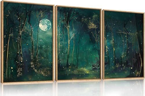 Toile murale vintage forêt nocturne pour salon mystique 70x100