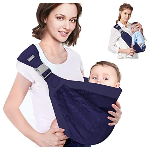 Baby Sling Carrier, Adjustable One Shoulder Labor-Saving Baby Holder Carrier, Baby Mesh Half Wrapped Sling Hip Carrier for Newborn to Toddler (Dark Blue)