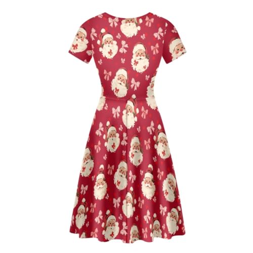 Image of Forchrinse Summer Dresses for Women Crew Neck Short Sleeve Midi Dress Casual Beach Vacation Sundress