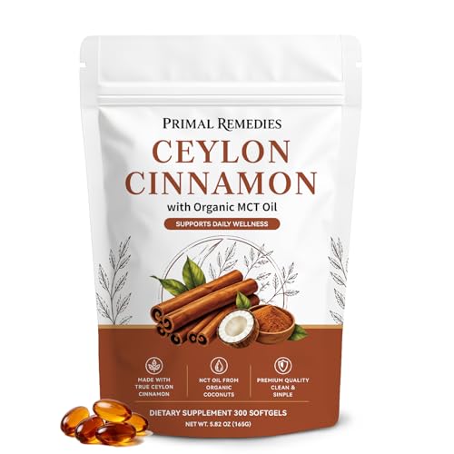 Primal Remedies Ceylon Cinnamon, 300 Softgels with Mct Oil, for Daily Wellness Routine (1PCS)