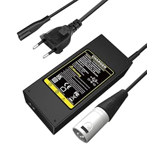 Labtec 42 V 36 V 2 A e-bike oplader oplaadkabel voor 36 V accu met 3-pins XLR-stekker voor elektrische scooter elektrische rolstoel e-bike accu’s, vervanging voor HP1202L3