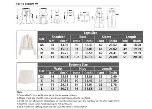 Women Tweed Suit Set Jacket Bow Neck Blouse Mini Skirt4