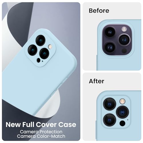 Image of FireNova Designed for iPhone 14 Pro Case, Silicone Upgraded [Camera Protection] Phone Case, Soft Anti-Scratch Microfiber Lining Inside, 6.1 inch,Sky Blue