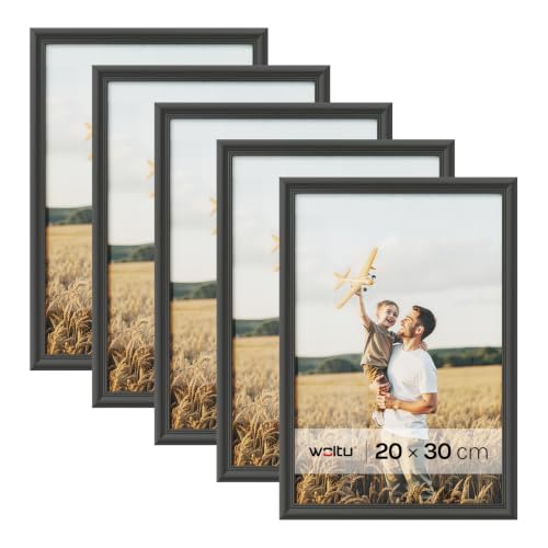 WOLTU Bilderrahmen 20x30, 5er set, Massivholz Fotorahmen mit Passepartout – Ansicht 1