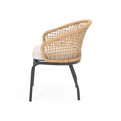 Christopher Knight Home Xanthe Outdoor Club Chair, Light Brown, Beige, Black - Image 4