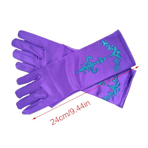 Girls Ice Princess Long Gloves Sequins Print Snow Queen Dress Up Gloves Solid Performances Party Gloves3