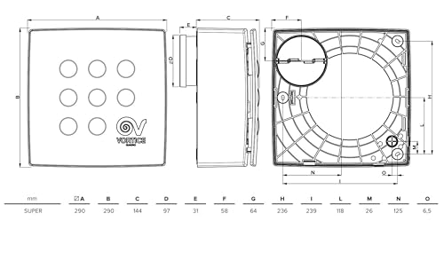 Ventilateur d'égout Vortice Quadro Super THCS AP puissant