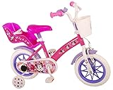 albri niño Bicicleta Infantil de Minnie de 12 Pulgadas con estabilizadores Laterales y portabombola, Bebés niños, Rosa, Piccola