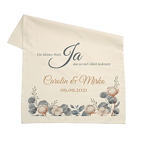 Herz & Heim® Hochzeitsgeschenk personalisiertes Geschirrtuch 100% Baumwolle 45 x 70 cm mit Namen