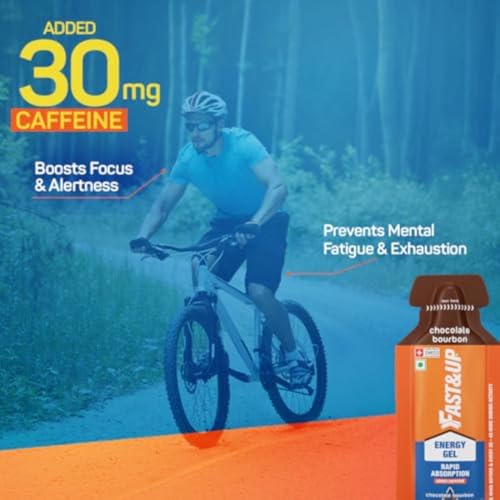 Fast&Up Energy Gel- Chocolate Bourbon flavour (Caffeinated) - Pack of 5 Gel Sachets, 30g per sachet- For Instant energy boost, Improved endurance and performance - Image 8 thumbnail
