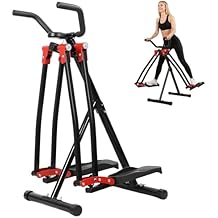 Foldable Air Walk Elliptical Exercise Machine for Home Gym, Side Sway 360 Full Body Cardio Trainer with LCD Monitor, Under Desk & Space Saving Fitness Equipment for Seniors