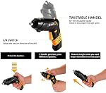DEKOPRO Tournevis sans fil, 3.6V Kit de pilote de perceuse électrique électrique à batterie domestique rechargeable avec 47pcs Accessoires réglables 2 Fonction LED Lumière, USB chargeur