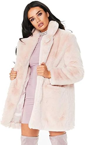 Rvxigzvi Womens Faux Fur Coat Plus Size Parka Jacket Long Trench Winter Warm Thick Outerwear Overcoat XS-4XL (Light Pink-, US L/12-14)