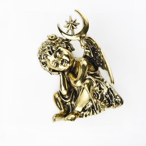 Image of Vintage Guardian Angel Jewelry Golden Crystal Flying Angel Wings Brooch Pin Wedding Bouquet Lapel Pin Jewelry for Women Bridal
