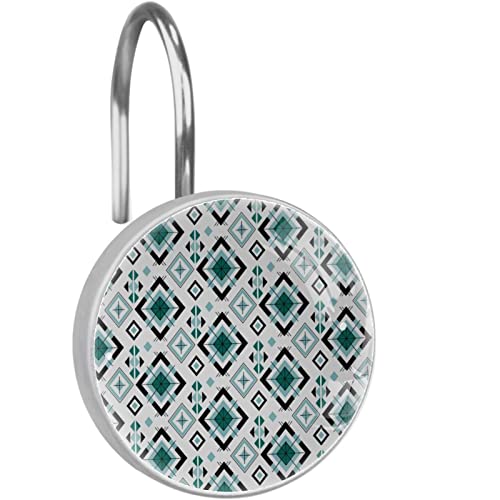 Crochets de rideau de douche vert géométrique en acier inoxydable x12 - 2