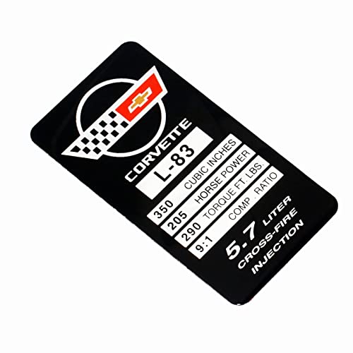 Image of 1Pc C4 Corvette 1984 L83 Engine ID Spec Metal Data Plate Consoler Emblem 3D Badge Nameplate Replacement for Corvette