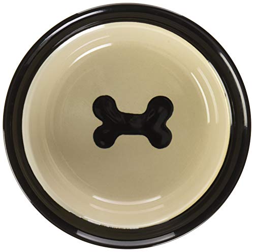PetRageous 10071 City Pets Bones Dishwasher-Safe Dog Food and Water Bowl 6.125-Inch Diameter 2.5-Inch Tall 2-Cups Capacity for Small Dogs and Cats, Black