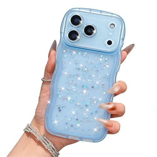 Coque pailletée iPhone 17 Pro Max pour femmes style chic au quotidien bleu