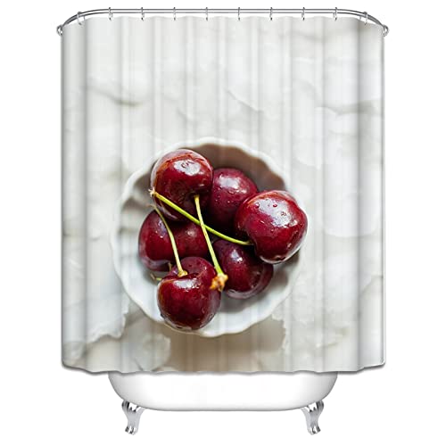 Rideau de douche rouge blanc 165X200cm en polyester imperméable - 3