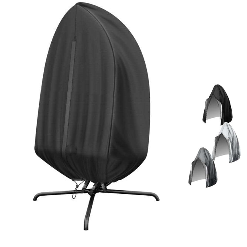 SVBVRFEEW Patio Egg Chair Covers With Zipper Egg Swing Chair Cover Waterproof 210D Oxford Hanging Egg Chair Covers Hanging Outdoor Furniture Cover(Black,200x230cm/78.7x90.5in)