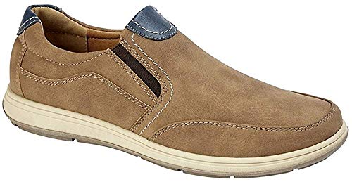 Image of Scimitar Atlanta Twin Gusset Slipon Mens Loafer Flats Casual Trainer Shoes (10 UK, Tan Brown)