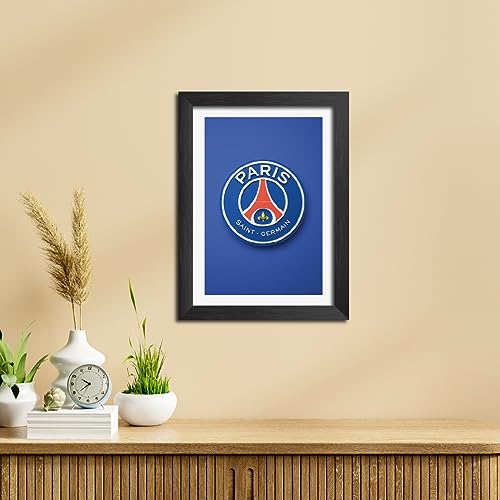 Image of TenorArts PSG Poster Football 3D Textured Logo Print Laminated Photo Frame Painting with Matt Finish Black Tectures (9 inches x 12inches)